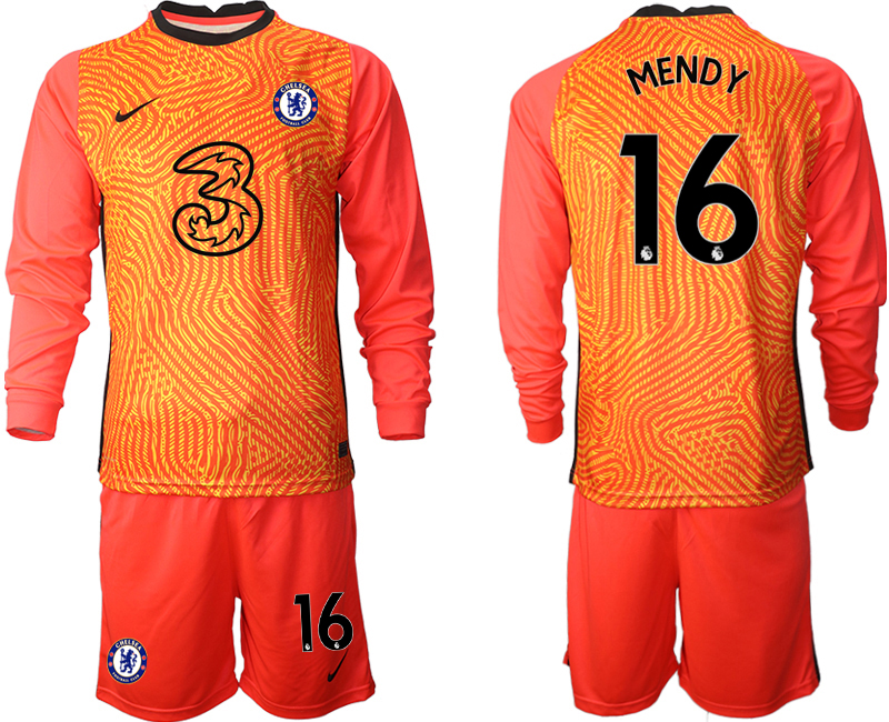 Men 2021 Chelsea red goalkeeper long sleeve #16 soccer jerseys->chelsea jersey->Soccer Club Jersey